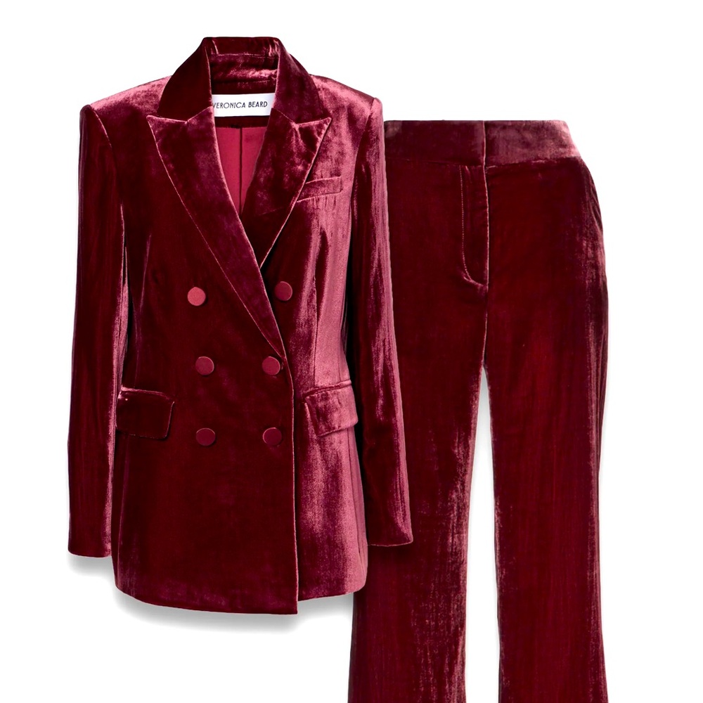 NWT Veronica Beard SET Ellette Double-breasted Blazer & Lebone High-rise pant S2